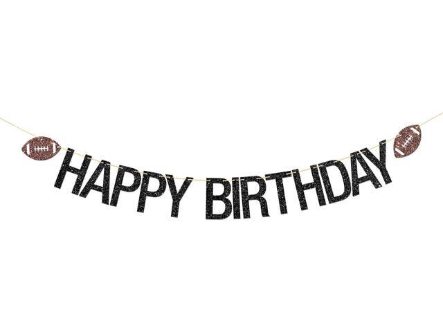 Football Happy Birthday Banner Sport Theme Bday Garland Bunting Supplies Football Enthusiast Birthday Party Decorations Black Glitter