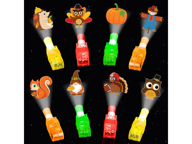Fall Thanksgiving Party Favors, 32 Pcs Finger Lights for Kids Fall Festival Prizes Treats Pumpkin Turkey Light Up Toys Bulk Goodie Bag Stuffers...