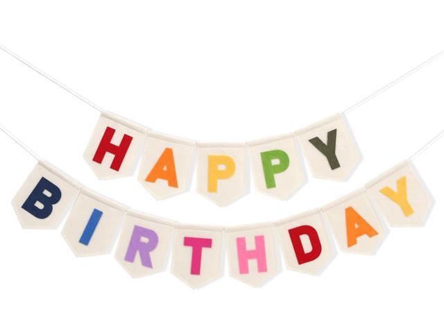 Colorful Happy Birthday Banner - Rainbow Birthday Party Decorations,Bohemian Felt Happy Banner,Colorful Felt Garland Photo Backdrop,Boho Rainbow...