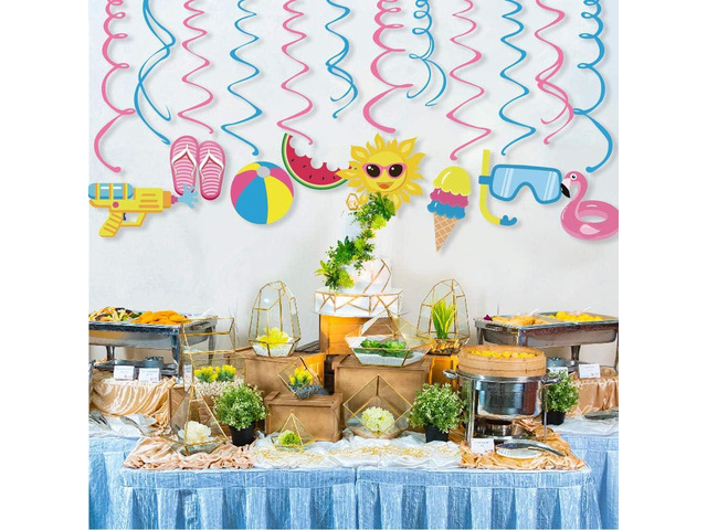 Pool Party Decorations,Summer Decor,Pool Hanging Swirl Decorations,Themed Birthday Party,Ceiling Decorations for Home,Classroom,Office(30ct