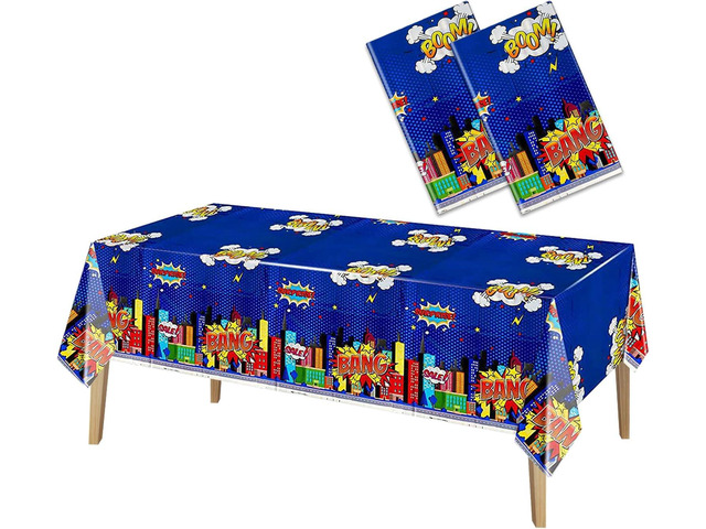 Superhero Plastic Tablecloth 2 Pack 51 x 87 Inches Superhero Party Decorations Rectangle Disposable Hero Table Cover Super Hero Theme Birthday...