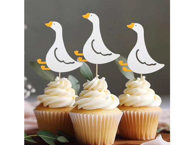 Goose Party Cupcake Toppers - Set of 12 One Funny Goose Birthday Cupcake Toppers, Goose Party Supplies, Goose Theme Birthday Party Cake Decorations