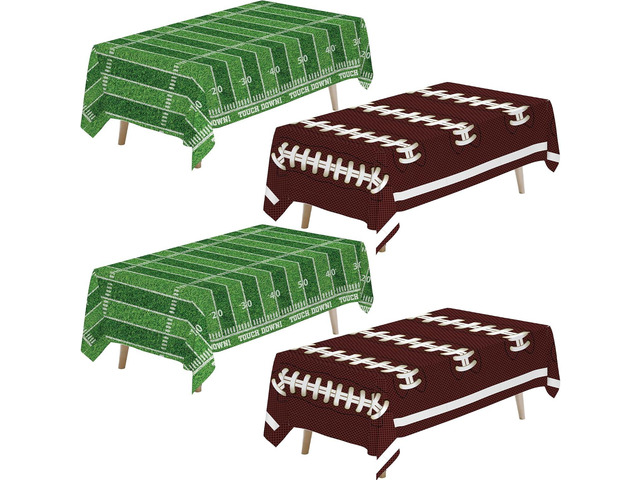 Srua Don 4 Pack Football Party Decorations Tablecloth, Football Party Supplies Table Cover, Football Table Decorations for Birthday Baby Shower...
