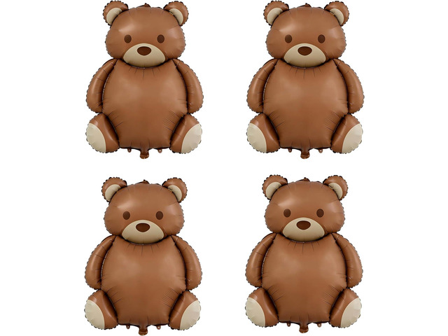 4 Pcs Brown Bear Balloons 35 Inch Bear Foil Balloons Jungle Animal Farm Balloon for Birthday Baby Shower Safari Zoo Woodland Themed Party Decoration