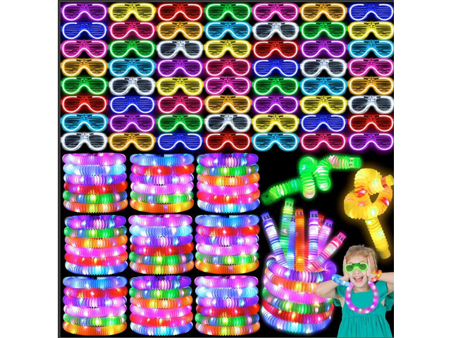 44 Pcs Glow in the Dark Party Supplies 20 LED Light Up Glasses 24 Glow Sticks LED Party Favors Light Up Pop Tubes Flash Glasses LED Bracelet...