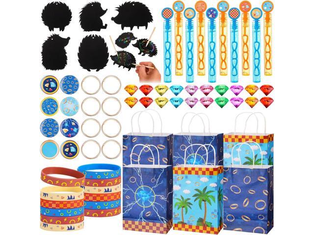 Vanblue Hedgehog Party Favors Theme Birthday Party Decorations Supplies Goodie Bags Stuffers Gift Bag Silicone Wristband Acrylic Diamond Gems Gold.