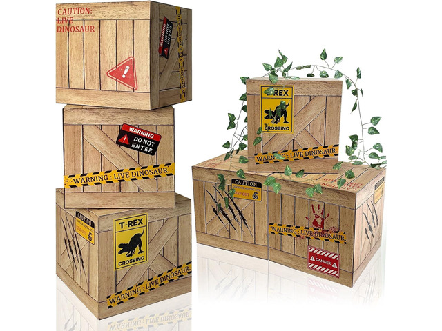 6 Pcs Dinosaurs Table Centerpieces 12 x 12 x 12 Inch Dinosaur Theme Boxes Dinosaur Party Supplies for Birthday Party Woodland Safari Baby Shower...