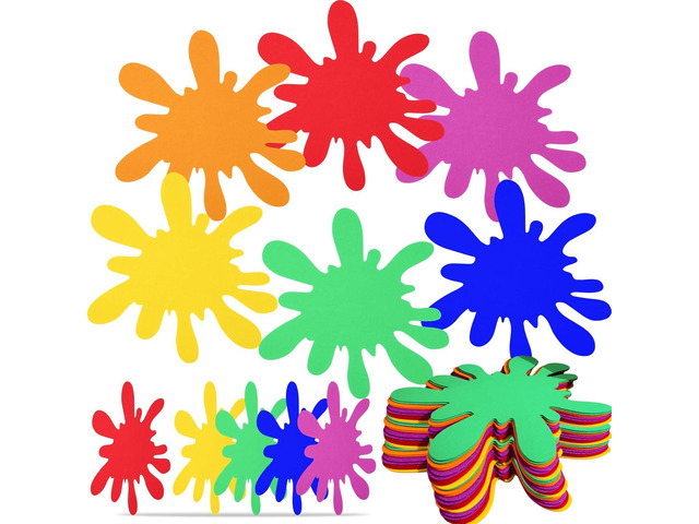 Tegeme 24 Pcs Large Paint Splatter Felt Art Colorful Mats, Rainbow Art Party Supplies Prop for Craft Wall Decal School Bulletin Board, Neon Paint...