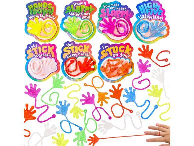 JOYIN 28 Pack Valentine's Day Sticky Hands with Cards, Classroom Exchange Gift for Kids, Classroom and Holiday Reward Prizes, Party Favors,...