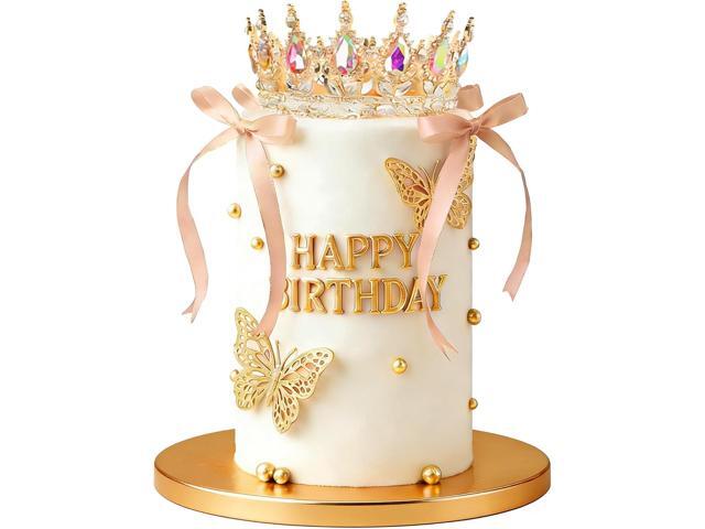 19Pcs Gold Crown Cake Topper Queen Crown Tiara for Princess Birthday Party Decor Gold Bows Crowns for Cake Decorations Queen Themed Wedding Party.