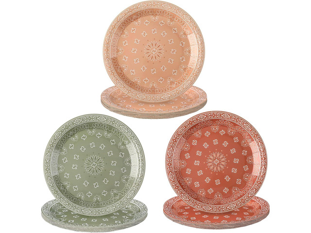 Zhehao 48 Pcs Western Party Plates Bulk 9 Inch Cowboy Bandana Plates Wild West Cowboy Tableware for Birthday Baby Shower Decorations
