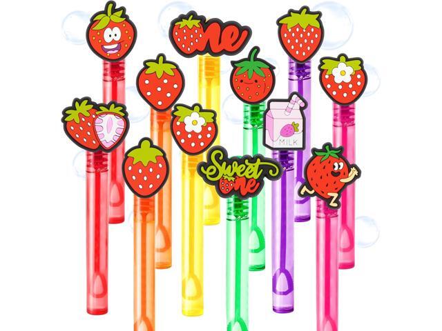 Strawberry Party Favors for Kids 24PCS Fruit-Themed Bubble Wands, Great for Birthday Supplies, Pinata Fillers, Goodie Bags & Classroom Rewards