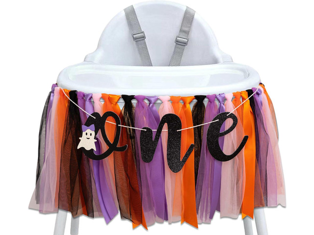 ZAIBIANHAO Halloween Spooky One High Chair Banner Little Boo Is One First Birthday Decorations, Halloween Ghost High Chair Banner, Groovy Garland...