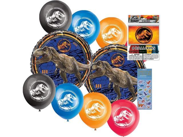 Jurassic World Dinosaur Birthday Party Supplies Balloon Decoration Bundle includes 10 Pieces and 1 Dinosaur Sticker Sheet