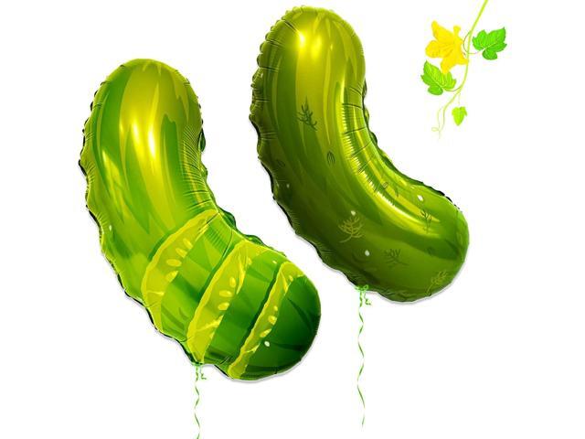 2Pcs Helium Pickle Foil Balloons Novelty Design Kind of a Big Dill Pickles Picklesburgh Sour Fruit Cucumber Funny Advertisement Positive Pickle.