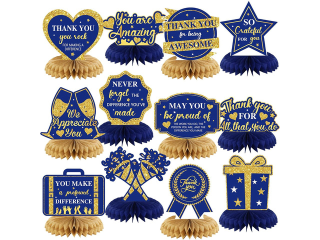 12 Pcs We Appreciate You Decoration Thank You Honeycomb Centerpiece Employee Appreciation Table Decorations Thank Table Topper for Doctor Employee...