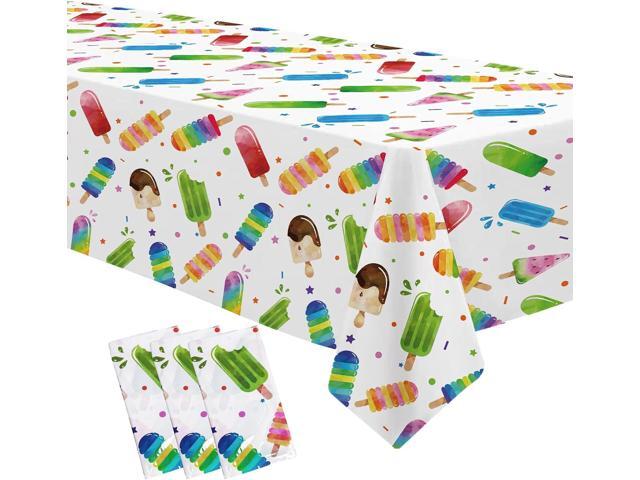 Popsicle Party Tablecloth Decorations - Disposable Ice Cream Popsicle Birthday Party Supplies Tablecover, Summer Popsicle Baby Shower Table...
