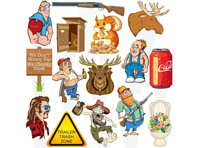 Hillbilly Cupcake Toppers Trailer Trash Party Decorations Trailer Trash Cake Decorations Southern Mullet Man Cupcake Picks for Funny Chunky Dunk...