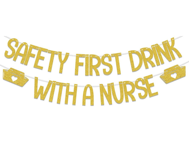 Safety First Drink With A Nurse Banner, 2026 Nurse Graduation Party Decorations, I Will Stab You, Nursing/Medical School Grad Party Decor Supplies...