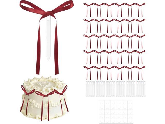 30 Pack Bow Cake Toppers Satin Silk Bow Cake Decoration Coquette Birthday Decorations,Bowknot Party Supplies for Weddings Birthdays Baby Showers.