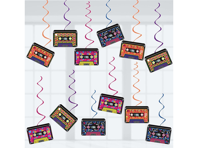 80s Party Decorations Retro 1980s Hip Hop Music Party Hanging Swirls, Assembled and Ready to Use, Retro Radio Hip Hop Theme Party Decor Supplies...