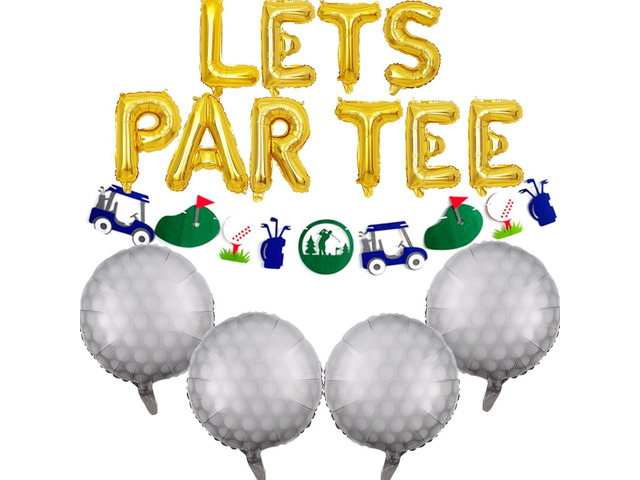 Let's Partee Golf Party Balloons Decorations Banner Men Boys Birthday Decoration Sport Themed Party Supplies Foil Mylar Golf Ball Balloons for...
