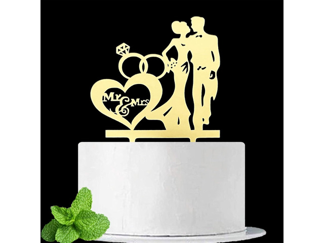 JIEEIN Mr and Mrs Cake Topper, We're Engaged Cake Pick Engagement Party Decorations, Bridal Engagement Wedding Party Decoration Supplies, Mirror...