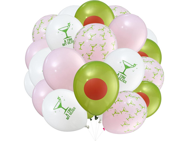 Hungdao 60 Pcs Martini Latex Balloons A Tini Bit Older Birthday Balloons 10 Inch Olive Cocktail Balloon Decorations Tiny Bit Older Party Decor for...