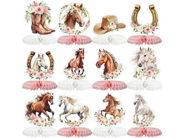 Tarklanda 12 Pcs Cowgirl Honeycomb Centerpieces Floral Horse Table Toppers Western Girl Centerpieces Decorations for Birthday Wedding Party Baby...