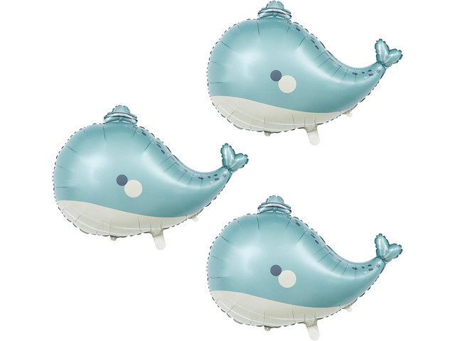 Whale Balloons Ocean Themed Party Decorations Matte Whale Foil Balloons for Birthday Baby Shower Supplies 3Pcs