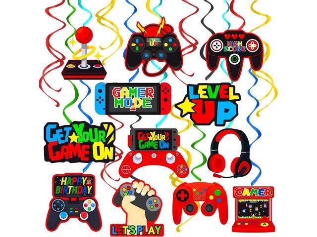 umoni Video Game Birthday Hanging Swirls Red Video Game Party Decorations 20Pcs On Ceiling Streamers Gaming Birthday Party Hanging Decorations or.