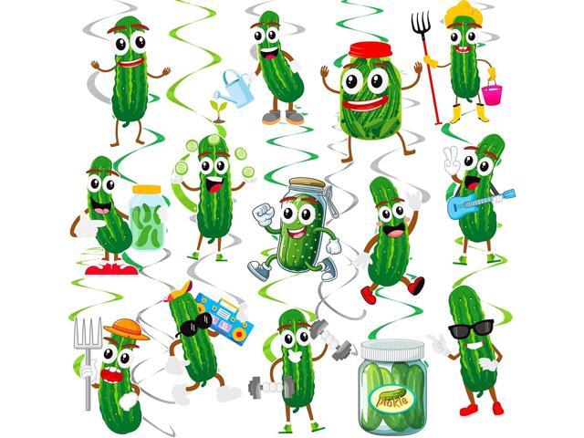 20Pcs Pickle Party Hanging Swirls Funny Pickle Birthday Party Decorations Cute Cucumber Hanging Foil Whirls Ceiling Streamers Decoration for Green.