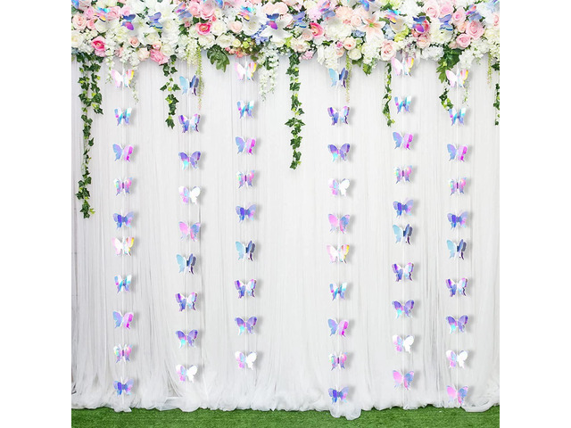Butterfly Decorations Butterfly Hanging Garlands 3D Laser Butterfly Hanging Decorations for Wedding Birthday Party Shower Supplies 4 Piece