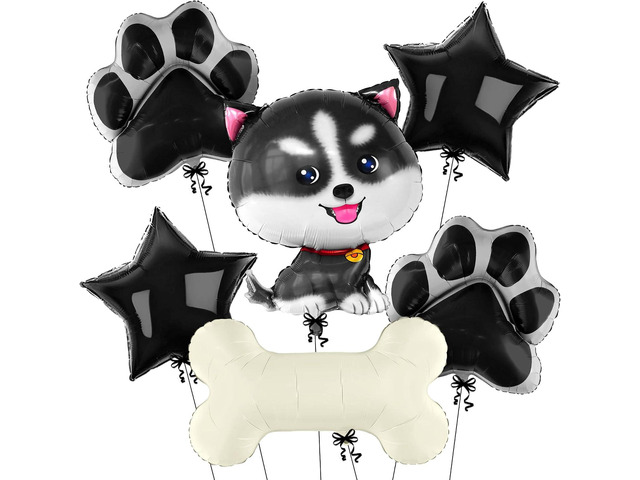 KatchOn, Cute Husky Balloon Dog - 26 Inch, Pack of 6 Husky Dog Balloon, Husky Birthday Decorations Paw Print Balloons, Husky Party Decorations...