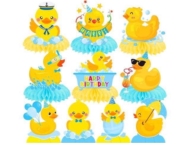 Rubber Duck Honeycomb Centerpieces 12Pcs Duck Birthday Party Decorations Blue Rubber Duck Table Decorations Centerpieces for Duck Themed Baby.