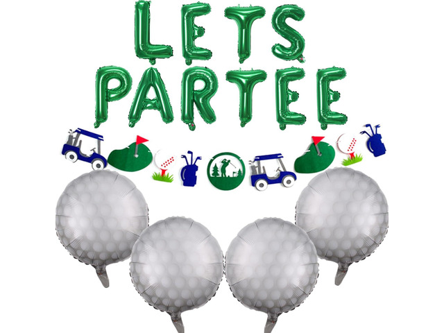 Let's Partee Golf Party Balloons Decorations Banner Men Boys Birthday Decoration Sport Themed Party Supplies Foil Mylar Golf Ball Balloons for...