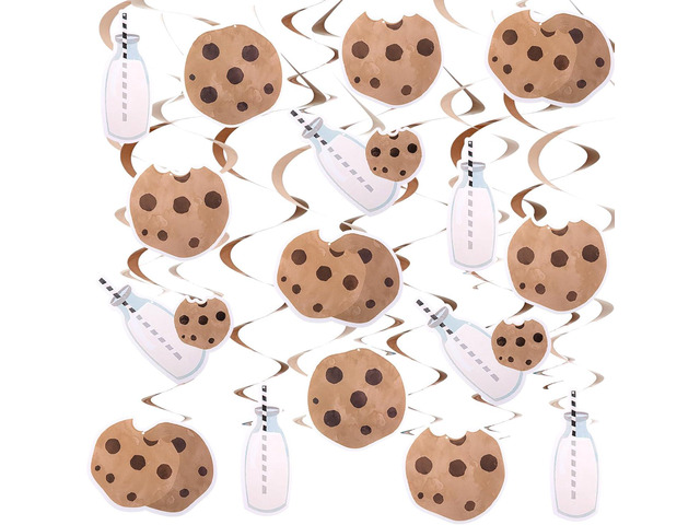 Epakh 30 Pcs Cookie Milk Party Decorations Chocolate Chip Milk Hanging Swirls Cutouts Streamers Cookie Party Supplies for Street Theme Birthday...