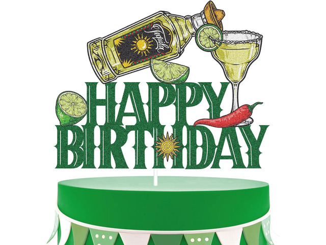 Tequila Happy Birthday Party Cake Topper - Cinco De Mayo Fiesta Supplies for Men - Taco Bout A Party Cocktail Decoration