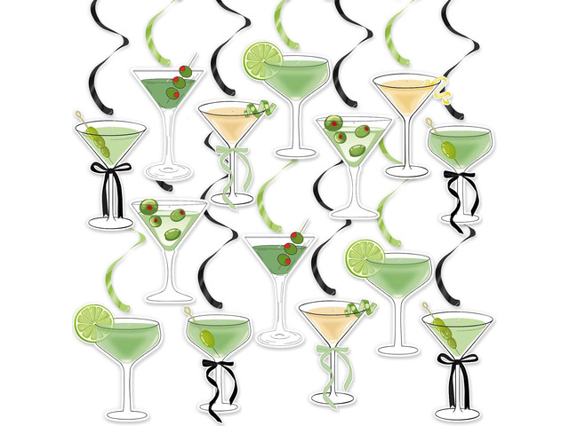 FHzytg Martini Party Hanging Decorations, Martini Cocktail Cups Party Swirls Decorations for Women Girls Birthday Decor, Bachelorette Bridal...