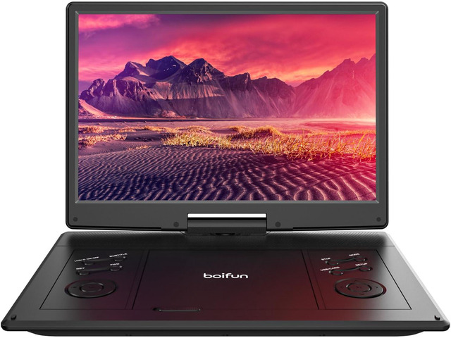 15.7' Portable DVD Player with 14.1' Large HD Screen, 6 Hours Rechargeable Battery, Support USB/SD Card/Sync TV and Multiple Disc Formats, High...