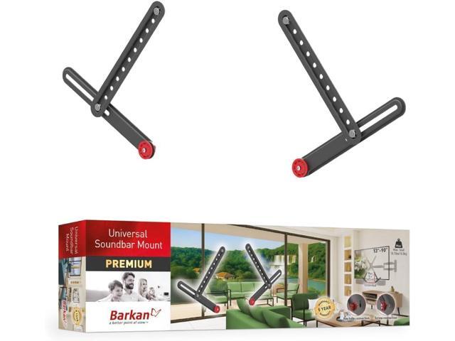 Barkan Soundbar Mount, Adjustable Bracket for Mounting Above or Under The TV, Sizes 13-80 inch, Fits Most of Sound Bars Up to 14 lbs, Easy Assembly.