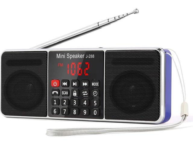 PRUNUS J-288 Portable Radio AM FM Radio with Bluetooth Speaker, Sleep Timer, Power-Saving Display, Ultra-Long Antenna, AUX Input & USB Disk & TF.