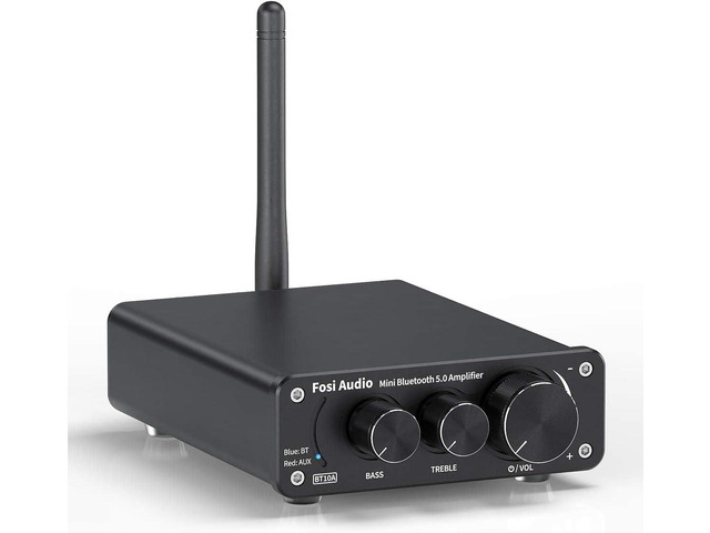 Fosi Audio BT10A Bluetooth 5.0 Stereo Audio Amplifier Receiver 2 Channel Class D Mini Hi-Fi Integrated Amp for Home Passive Speakers 50W x 2 TPA3116
