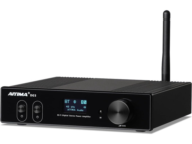 AIYIMA D03 Bluetooth 5.0 DAC Amplifier 150 Watt x 2 Stereo HiFi 2.1 CH Digital Sound Amplificador 24Bit/192kHz Class D Power Amp USB Coaxial...