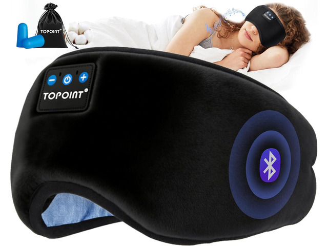 TOPOINT Sleep Mask with Headphones Bluetooth 5.4 Wireless, Sleep Headphones Earphones Earbuds with Microphone HD Speakers Music, Blackout Eye Mask...