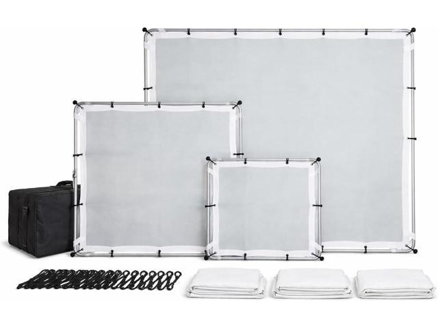 Glide Gear BFS 100 Butterfly Scrim 4x4, 6x6, 8x8 Diffuser 3 Nylon Silks, Quick-Setup Frame, C-Stand Clamps Included