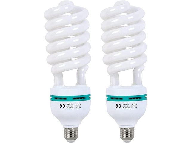 Skytex 2pcs 135W Light Bulb 5500K CFL Daylight Spiral Softbox Lighting Kit Bulb in E27 Socket for Photography Photo