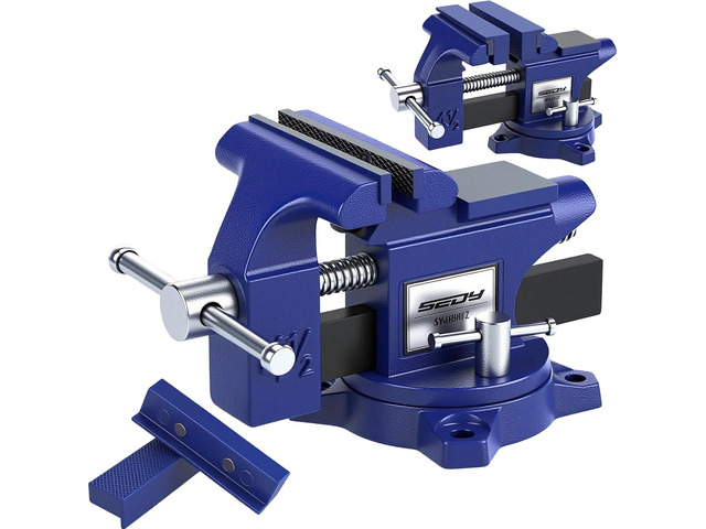 Heavy Duty Bench Vise 4.5 Inch: Table Clamp Woodworking Vice Press Drill Tools Workbench Wood Metal Pipe Work Shop Block Swivel Slide Cross Welding...