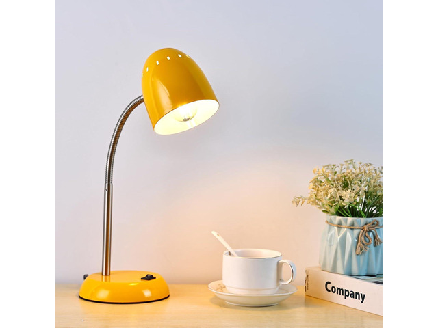 Eye-Caring Table Lamp of Simple Designs Home E26 Led Screw Basic Metal Desk Lamp with Flexible Gooseneck Hose Neck Study Lamp for Bedroom Office...