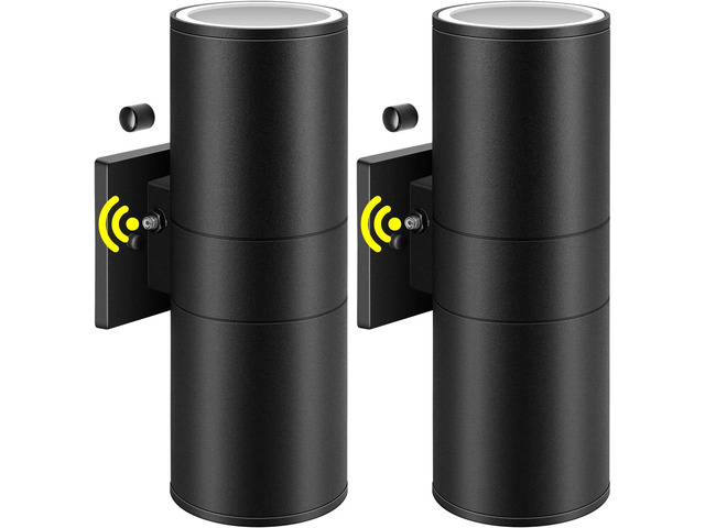 Dusk to Dawn Sensor Outdoor Wall Light, Up and Down Cylinder Outdoor Wall Sconce Light Aluminum Modern Exterior Light Fixture IP65 Waterproof...